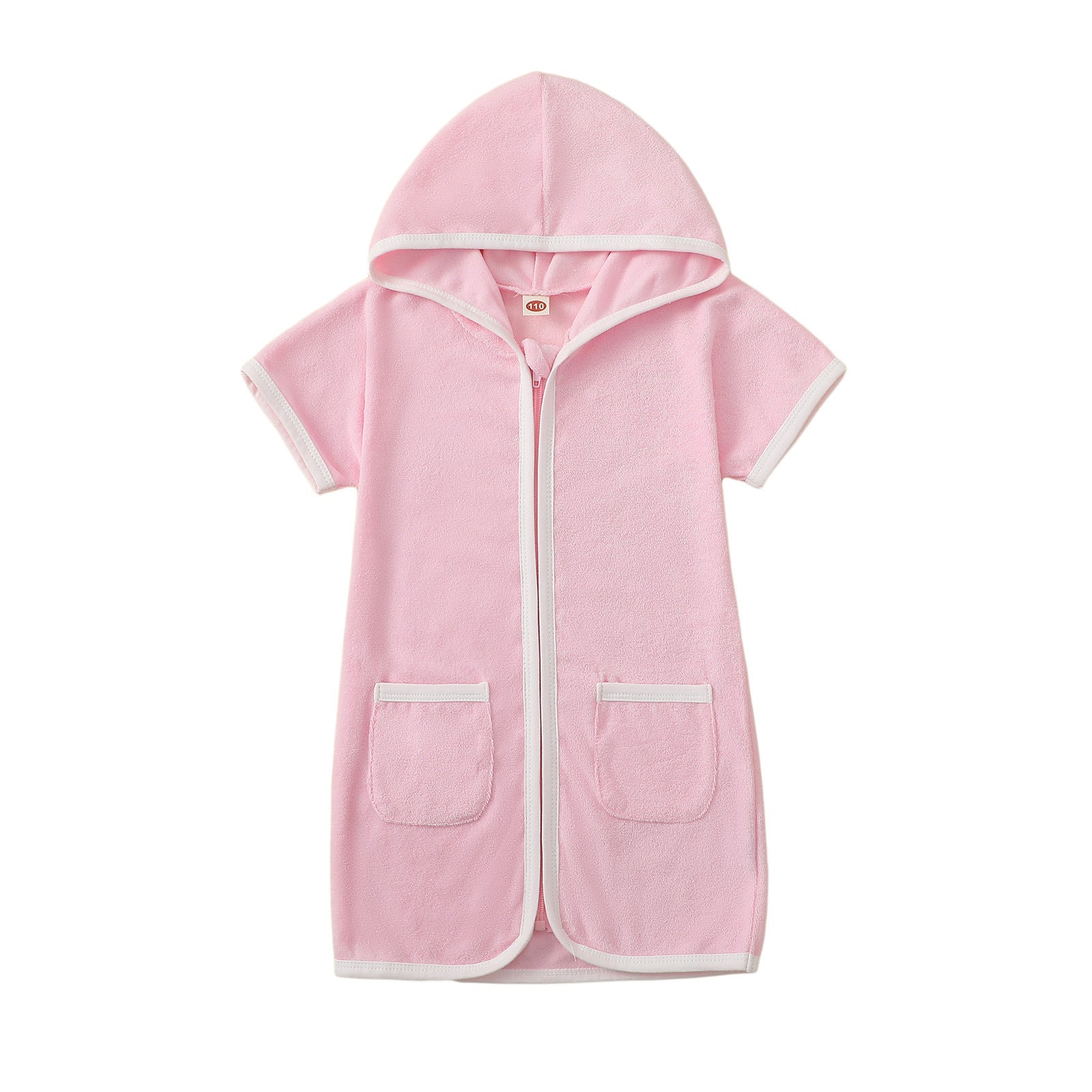 Summer New Hooded Short Sleeve One-Piece Swimwear for Kids, Fresh and Comfortable Cute Baby Long Swim Dress