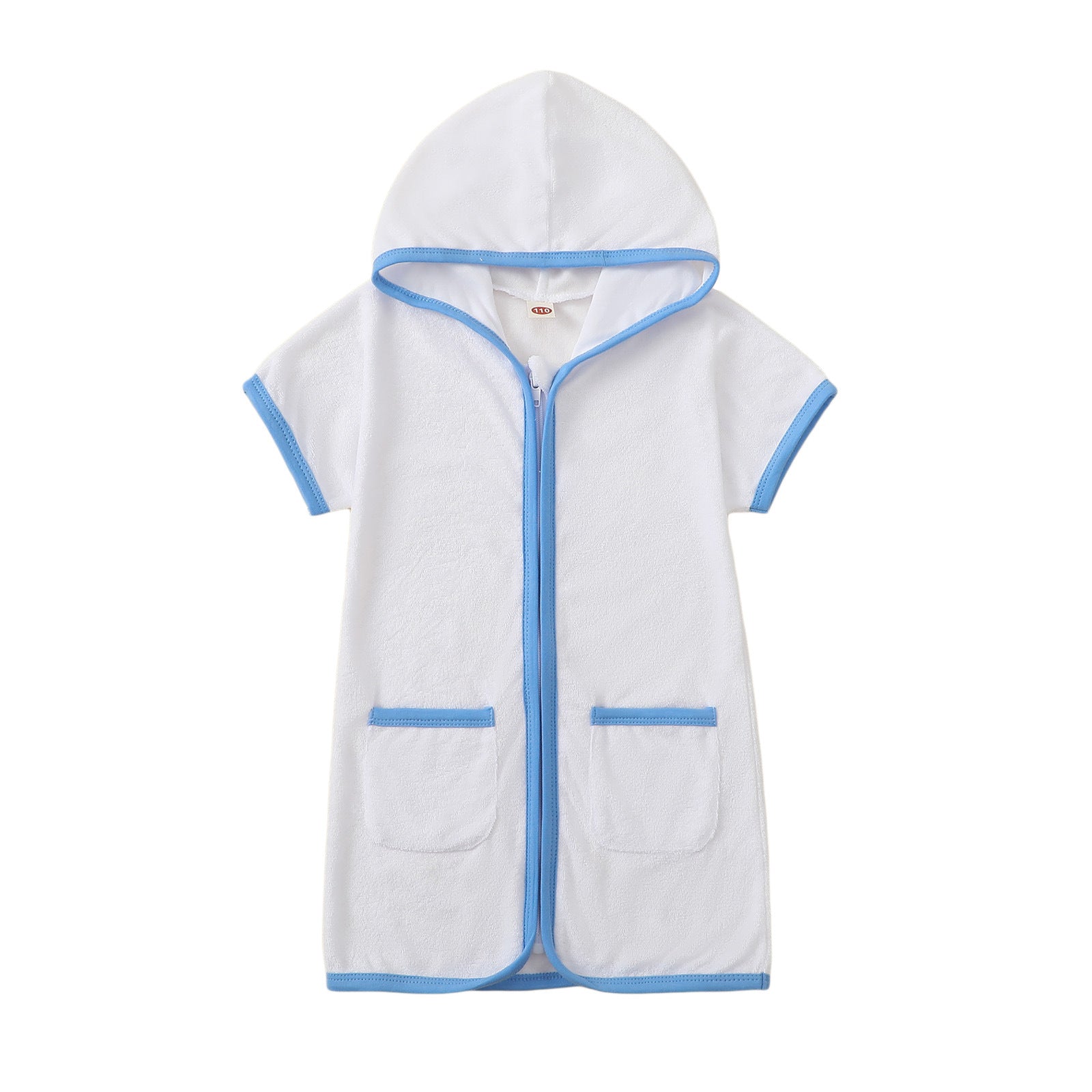 Summer New Hooded Short Sleeve One-Piece Swimwear for Kids, Fresh and Comfortable Cute Baby Long Swim Dress