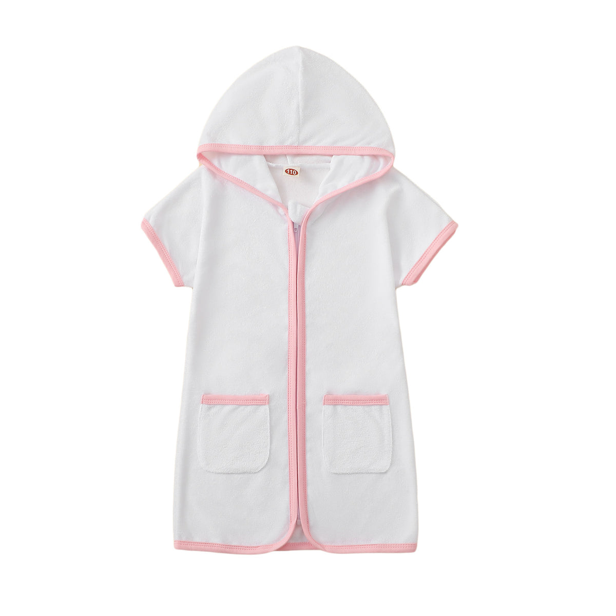 Summer New Hooded Short Sleeve One-Piece Swimwear for Kids, Fresh and Comfortable Cute Baby Long Swim Dress