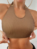 Strapless Halter Top Women Solid Color Crop Top Swim Beach Wear for Women