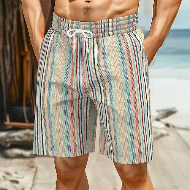 Men's Swim Trunks 3D Retro Stripe Print Beach Shorts Quick Dry Outdoor Leisure Sports Shorts Swimwear Fashion Men's Shorts
