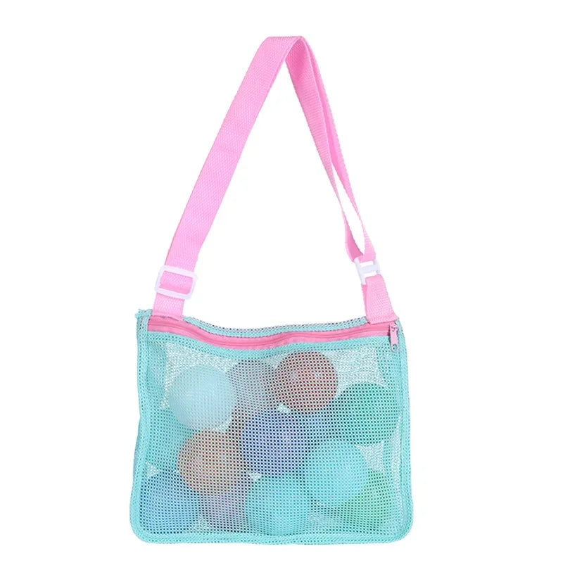 Beach Toy Mesh Bag Kids Shell Storage Bag Beach Toy Seashell Bag Mesh Pool Bags Sand Toys Swimming Accessories for Boy and Girls