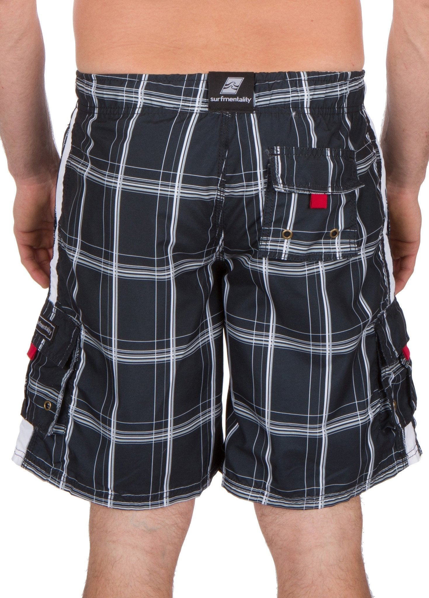 Sakkas Jaxon Plaid Stre10.tch Waistband No Wet Swim Trunk/ Boardshorts