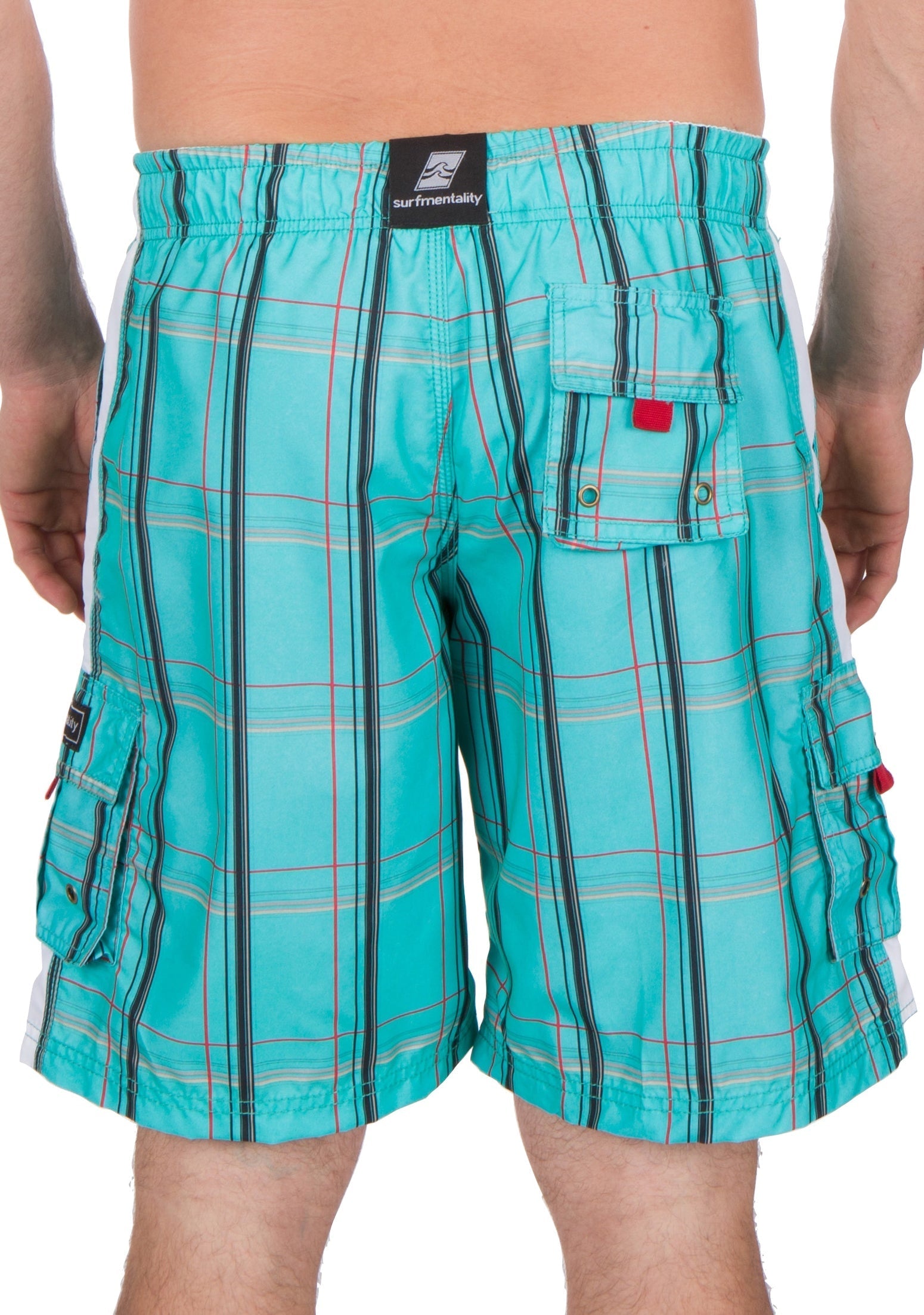 Sakkas Jaxon Plaid Stre10.tch Waistband No Wet Swim Trunk/ Boardshorts
