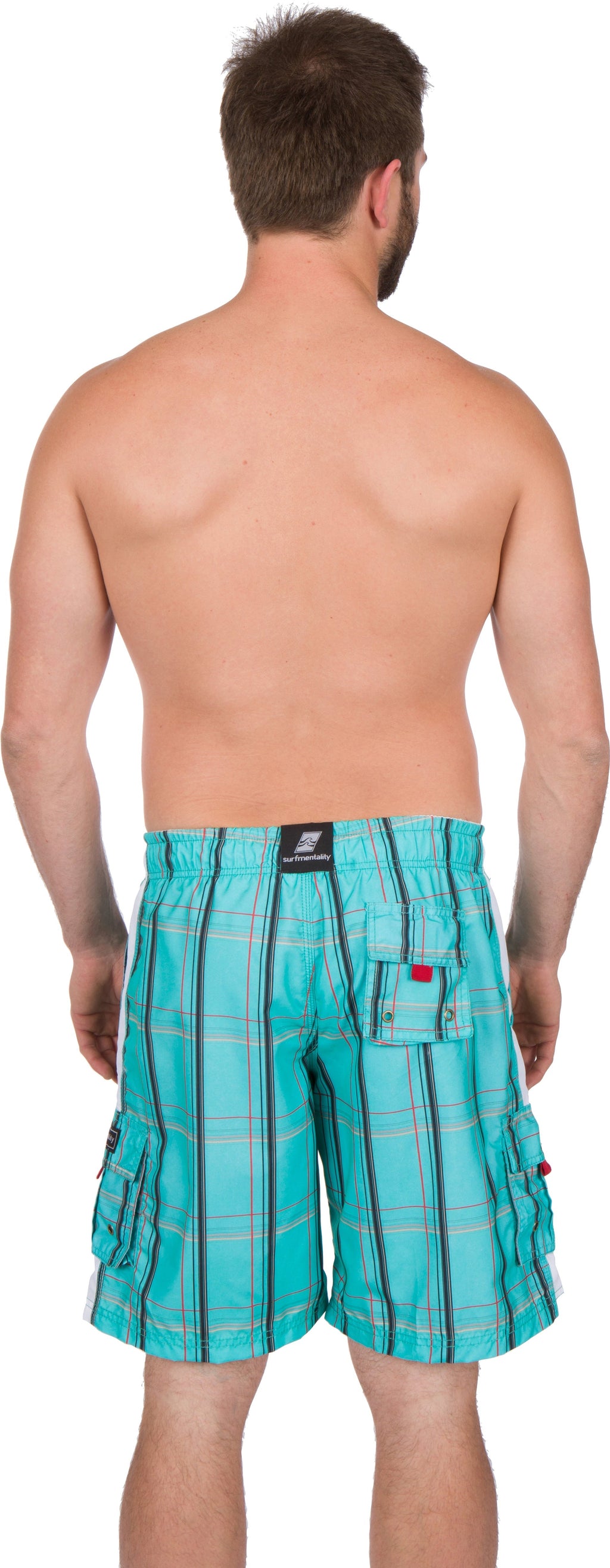 Sakkas Jaxon Plaid Stre10.tch Waistband No Wet Swim Trunk/ Boardshorts
