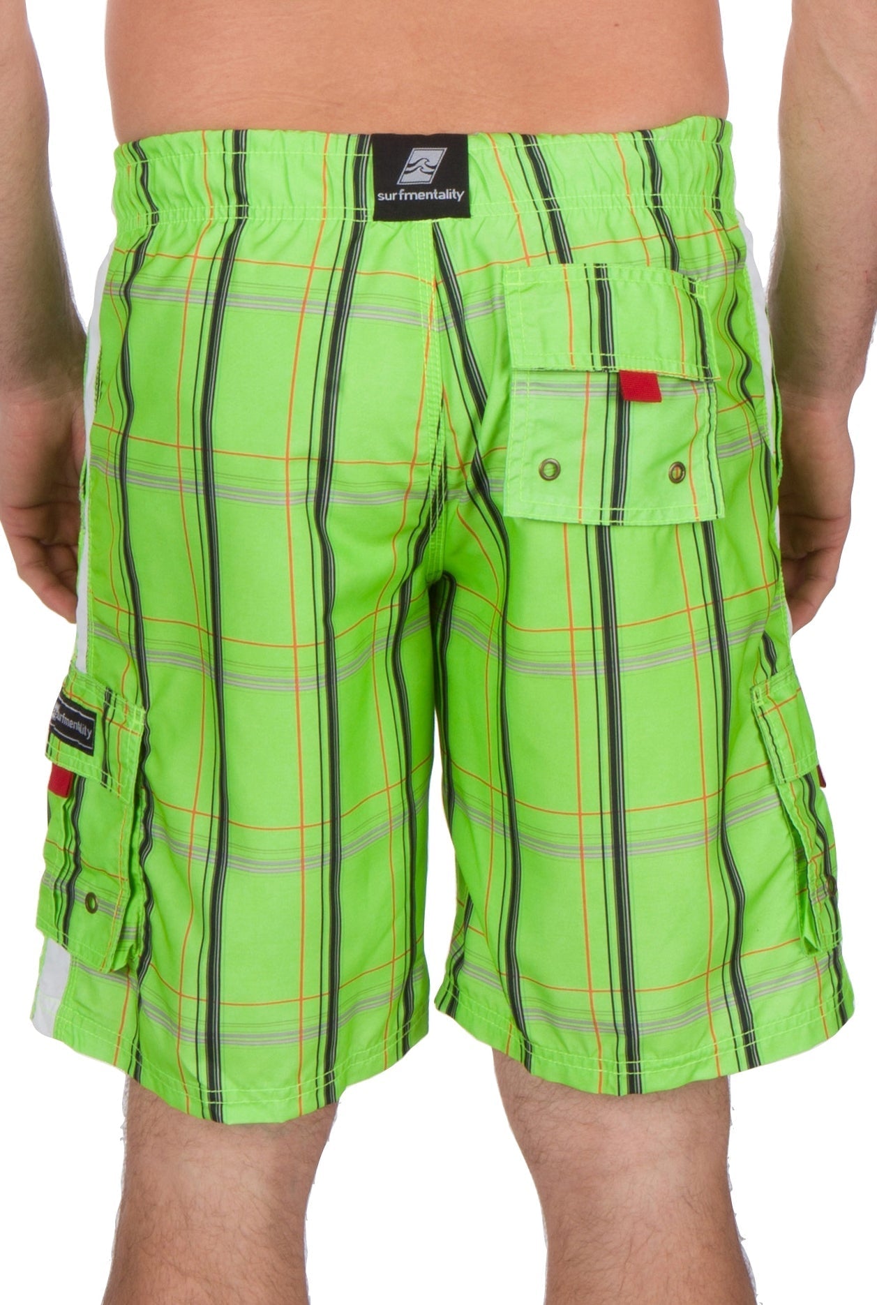 Sakkas Jaxon Plaid Stre10.tch Waistband No Wet Swim Trunk/ Boardshorts
