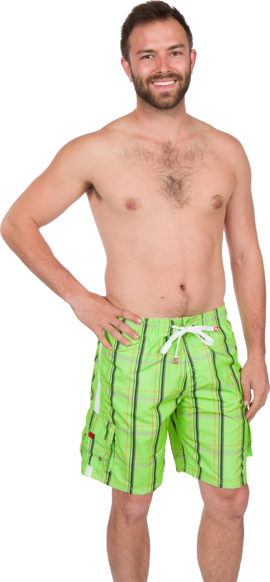 Sakkas Jaxon Plaid Stre10.tch Waistband No Wet Swim Trunk/ Boardshorts