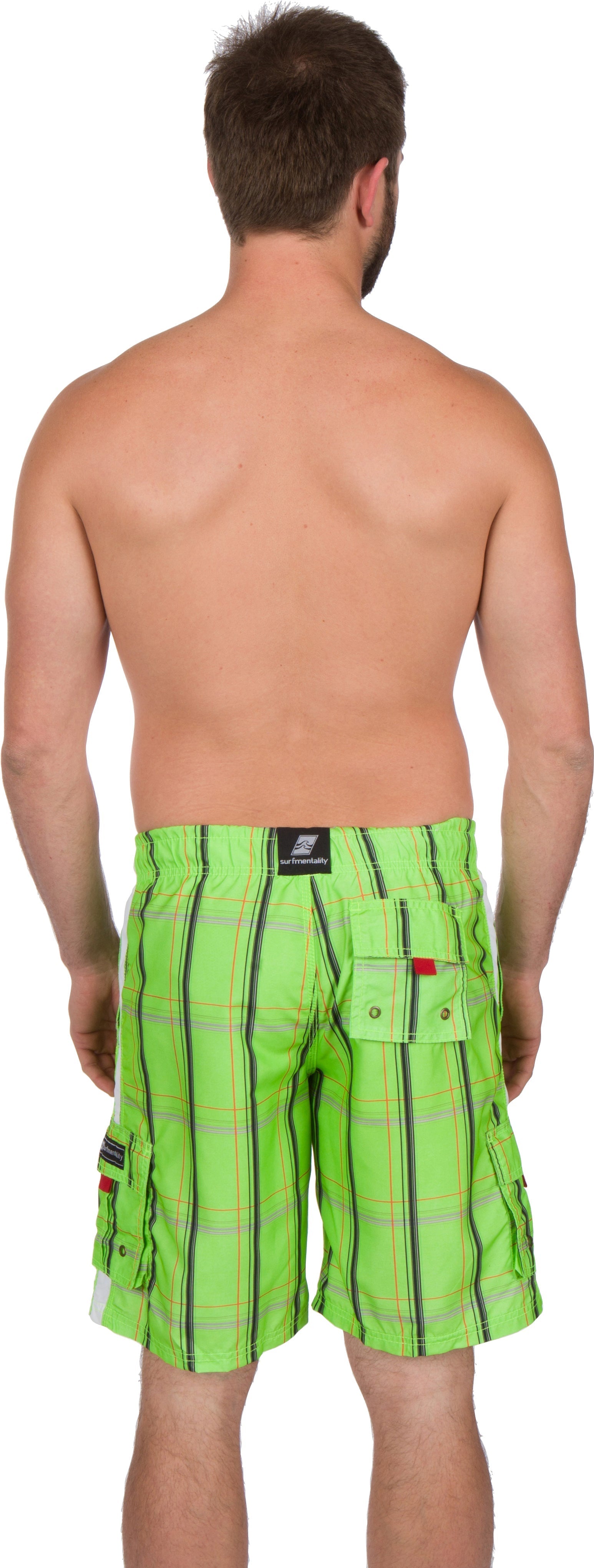 Sakkas Jaxon Plaid Stre10.tch Waistband No Wet Swim Trunk/ Boardshorts