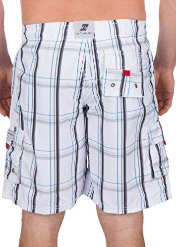 Sakkas Jaxon Plaid Stre10.tch Waistband No Wet Swim Trunk/ Boardshorts