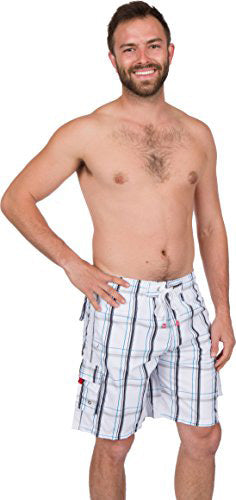Sakkas Jaxon Plaid Stre10.tch Waistband No Wet Swim Trunk/ Boardshorts