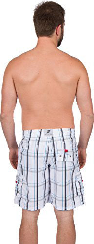 Sakkas Jaxon Plaid Stre10.tch Waistband No Wet Swim Trunk/ Boardshorts