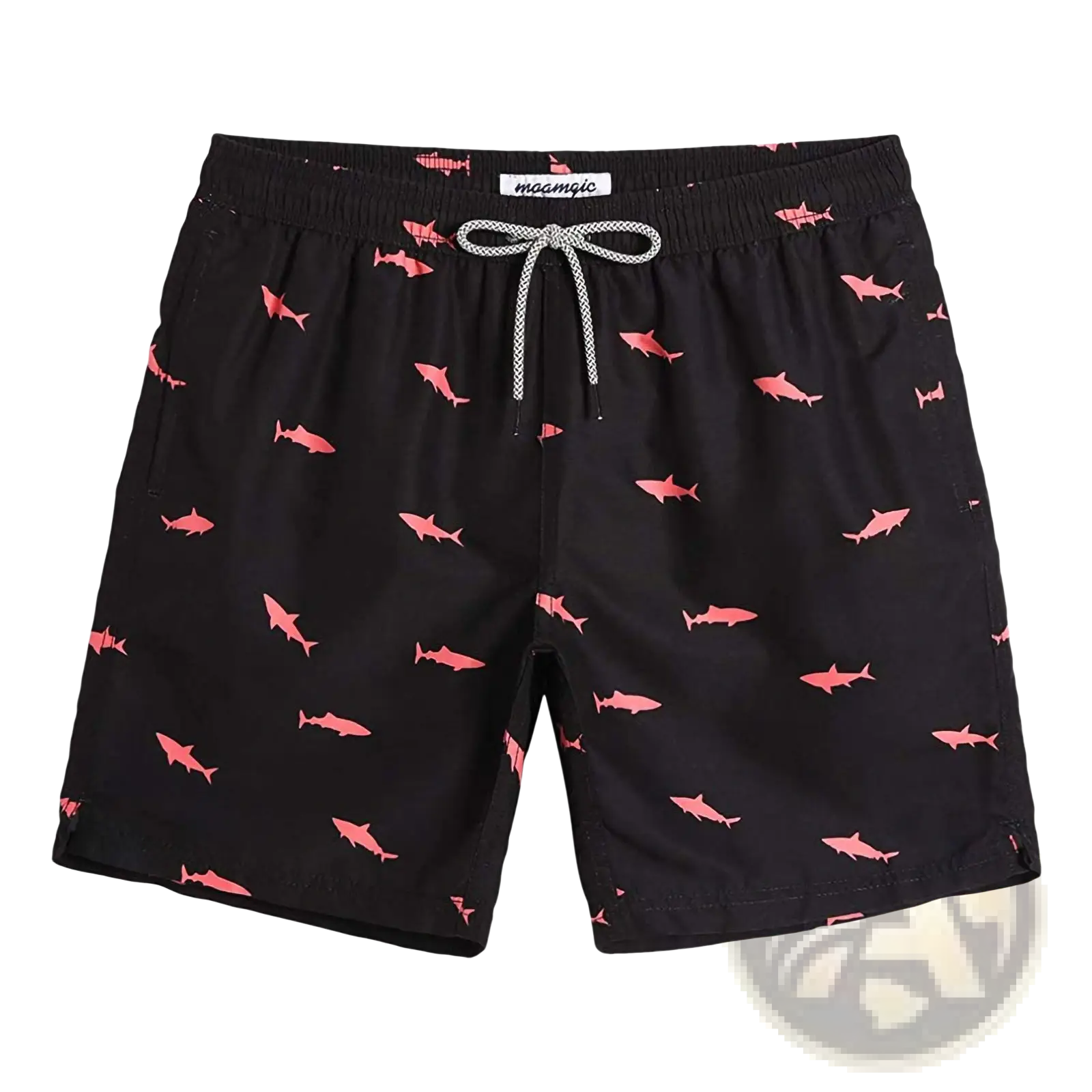 Men's Pink Shark Print Quick Dry Swim Trunks