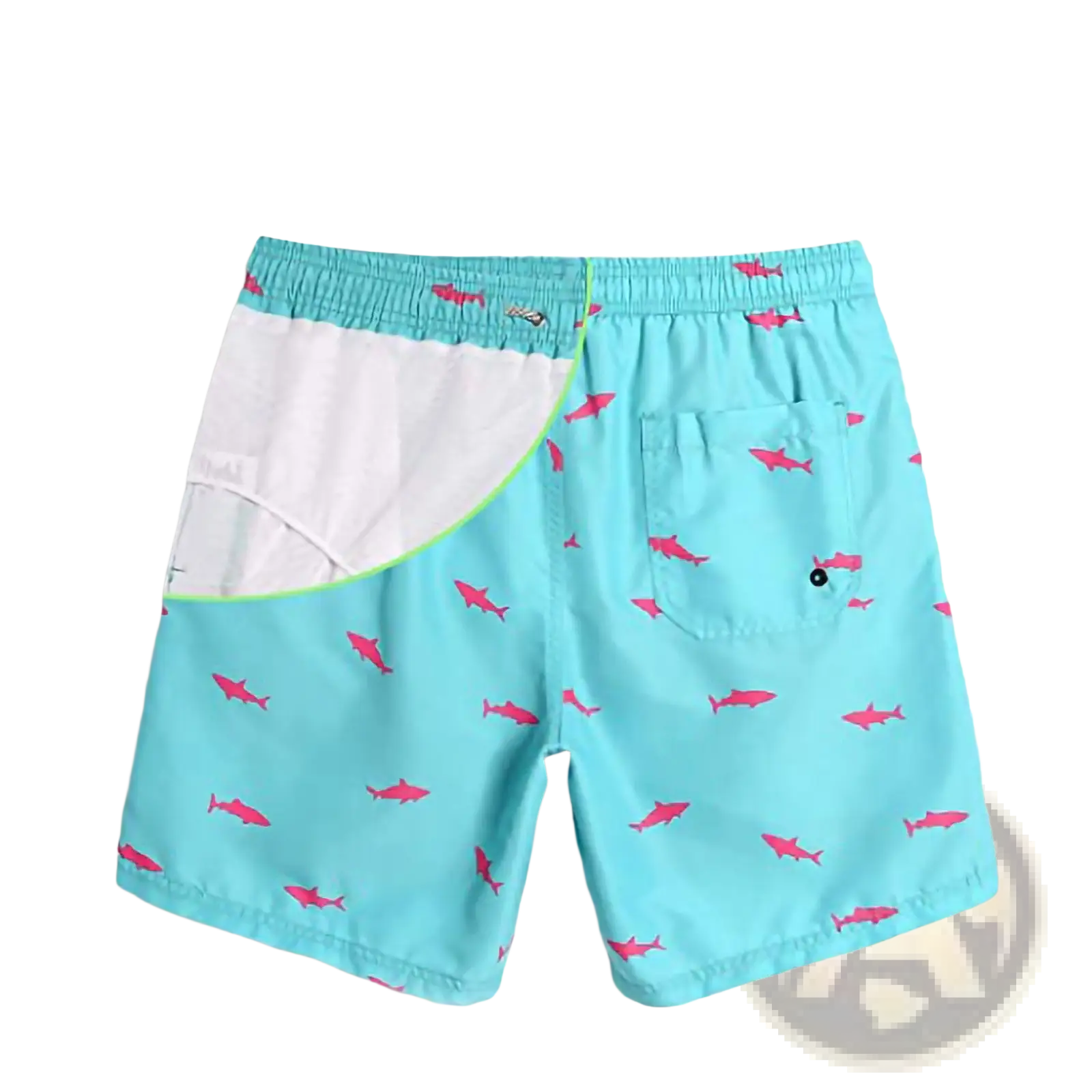 Men's Pink Shark Print Quick Dry Swim Trunks