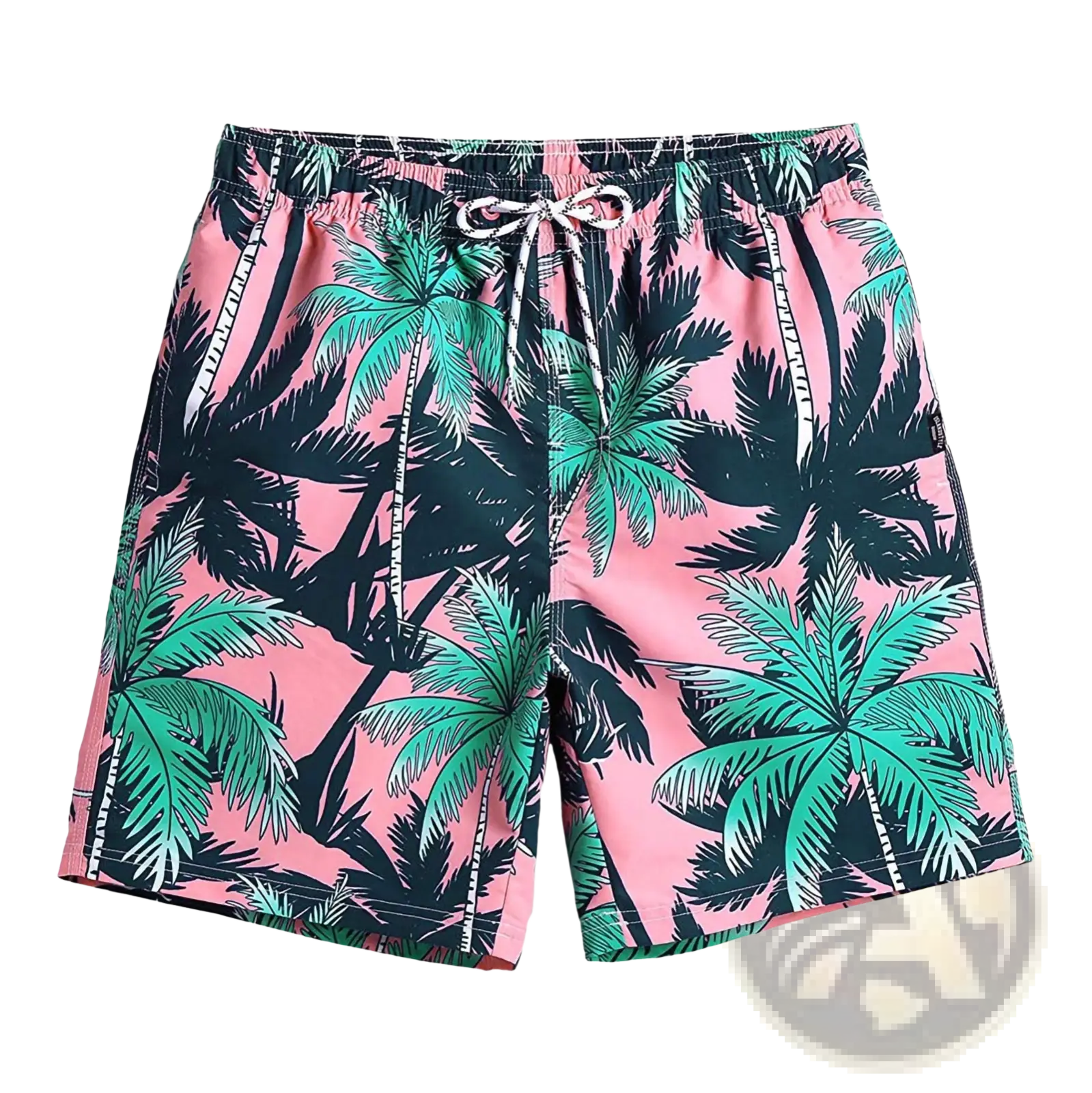 Men's Pink Shark Print Quick Dry Swim Trunks