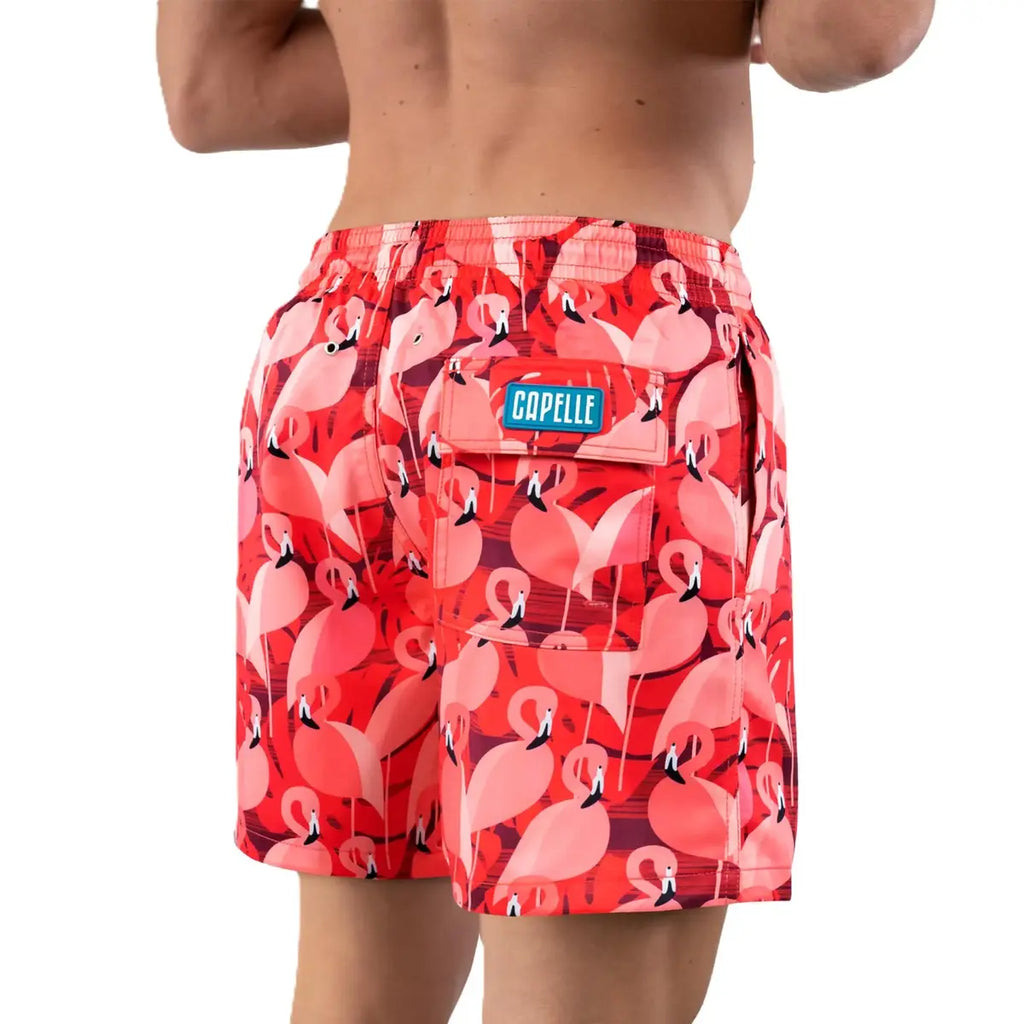 Pink Flamingo Hybrid Short, Compression Lined Swim and Resort Trunk